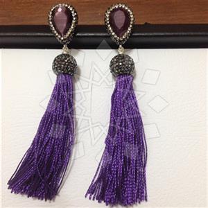 925 Sterling Silver Gem and Crystals Tassel Earring