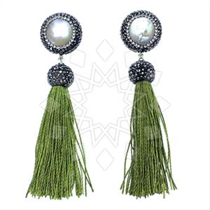 925 Sterling Silver Gem and Crystals Tassel Earring