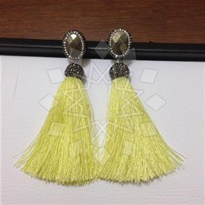 925 Sterling Silver Gem and Crystals Tassel Earring