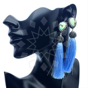 925 Sterling Silver Gem and Crystals Tassel Earring