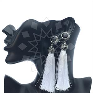 925 Sterling Silver Gem and Crystals Tassel Earring