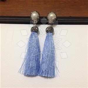 925 Sterling Silver Gem and Crystals Tassel Earring
