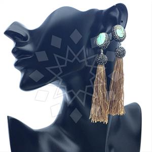 925 Sterling Silver Gem and Crystals Tassel Earring