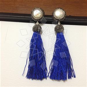 925 Sterling Silver Gem and Crystals Tassel Earring