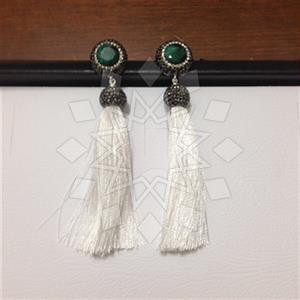925 Sterling Silver Gem and Crystals Tassel Earring