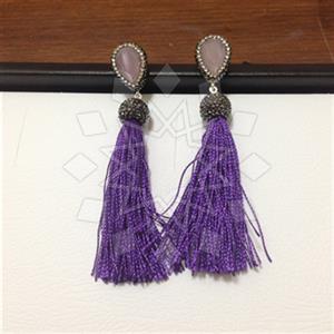 925 Sterling Silver Gem and Crystals Tassel Earring
