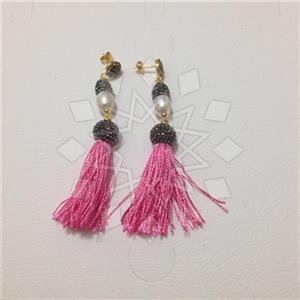 925 Sterling Silver Gem and Crystals Tassel Earring