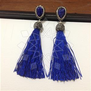 925 Sterling Silver Gem and Crystals Tassel Earring