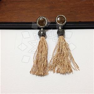 925 Sterling Silver Gem and Crystals Tassel Earring