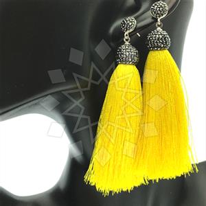 925 Sterling Silver Gem and Crystals Tassel Earring