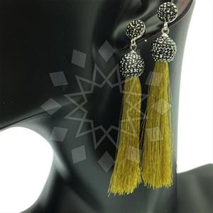 925 Sterling Silver Gem and Crystals Tassel Earring