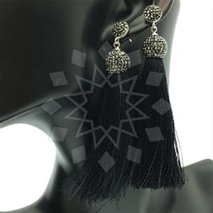 925 Sterling Silver Gem and Crystals Tassel Earring