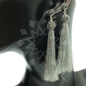 925 Sterling Silver Gem and Crystals Tassel Earring