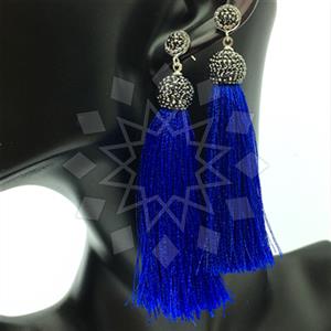 925 Sterling Silver Gem and Crystals Tassel Earring