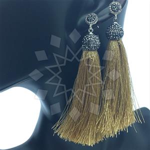 925 Sterling Silver Gem and Crystals Tassel Earring