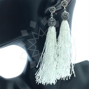 925 Sterling Silver Gem and Crystals Tassel Earring