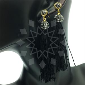 925 Sterling Silver Gem and Crystals Tassel Earring