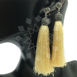 925 Sterling Silver Gem and Crystals Tassel Earring