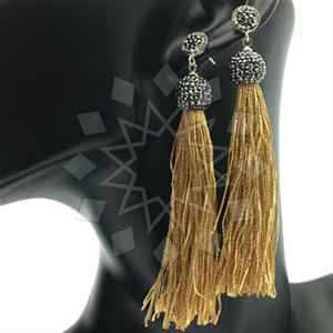 925 Sterling Silver Gem and Crystals Tassel Earring