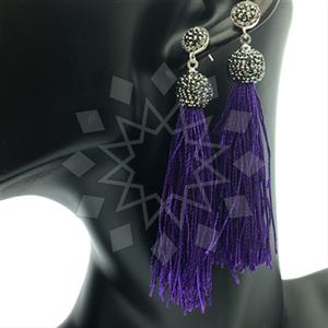 925 Sterling Silver Gem and Crystals Tassel Earring