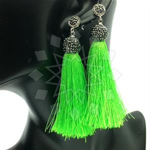 925 Sterling Silver Gem and Crystals Tassel Earring