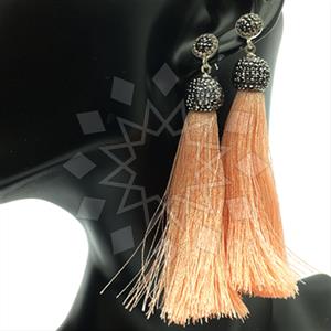 925 Sterling Silver Gem and Crystals Tassel Earring