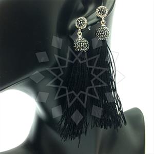 925 Sterling Silver Gem and Crystals Tassel Earring