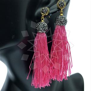 925 Sterling Silver Gem and Crystals Tassel Earring
