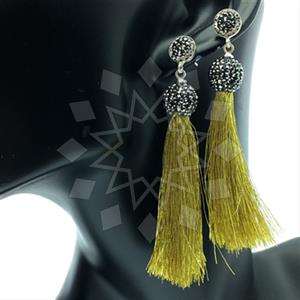 925 Sterling Silver Gem and Crystals Tassel Earring
