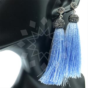 925 Sterling Silver Gem and Crystals Tassel Earring