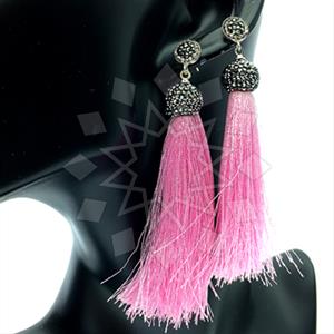 925 Sterling Silver Gem and Crystals Tassel Earring