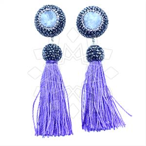 925 Sterling Silver Gem and Crystals Tassel Earring