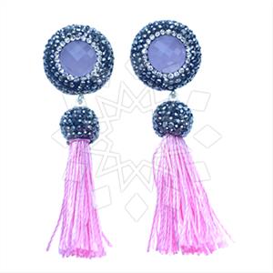 925 Sterling Silver Gem and Crystals Tassel Earring