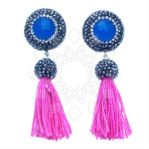 925 Sterling Silver Gem and Crystals Tassel Earring