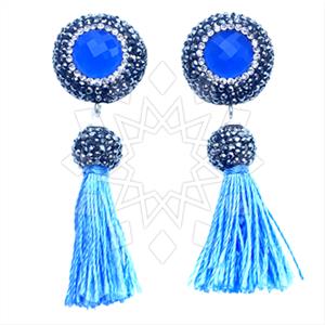 925 Sterling Silver Gem and Crystals Tassel Earring