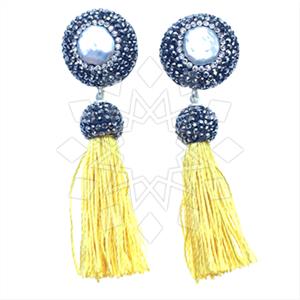 925 Sterling Silver Gem and Crystals Tassel Earring