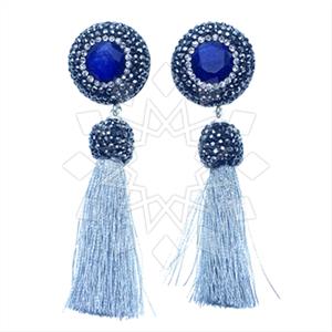 925 Sterling Silver Gem and Crystals Tassel Earring