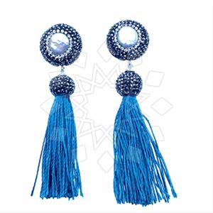 925 Sterling Silver Gem and Crystals Tassel Earring