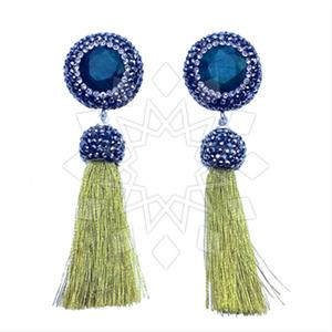 925 Sterling Silver Gem and Crystals Tassel Earring