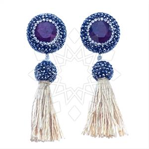 925 Sterling Silver Gem and Crystals Tassel Earring
