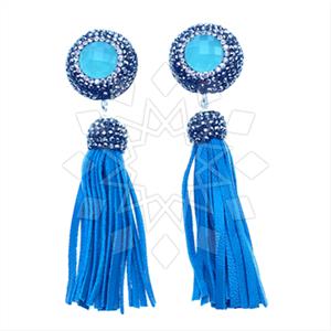 925 Sterling Silver Gem and Crystals Tassel Earring