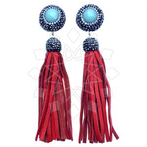 925 Sterling Silver Gem and Crystals Tassel Earring