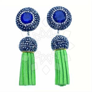 925 Sterling Silver Gem and Crystals Tassel Earring