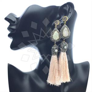 Fashion Gem and Crystals Tassel Earring