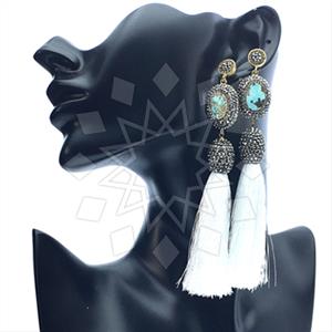 Fashion Gem and Crystals Tassel Earring