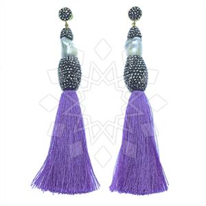Fashion Gem and Crystals Tassel Earring