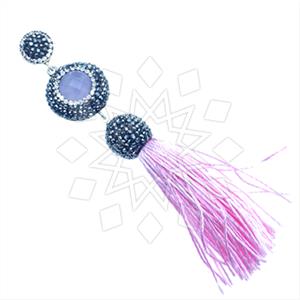 925 Sterling Silver Gem and Crystals Tassel Pendant