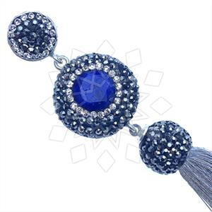 925 Sterling Silver Gem and Crystals Tassel Pendant