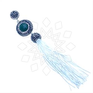 925 Sterling Silver Gem and Crystals Tassel Pendant