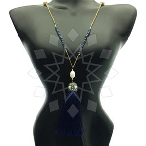 Fashion Gem and Crystals Tassel Necklace